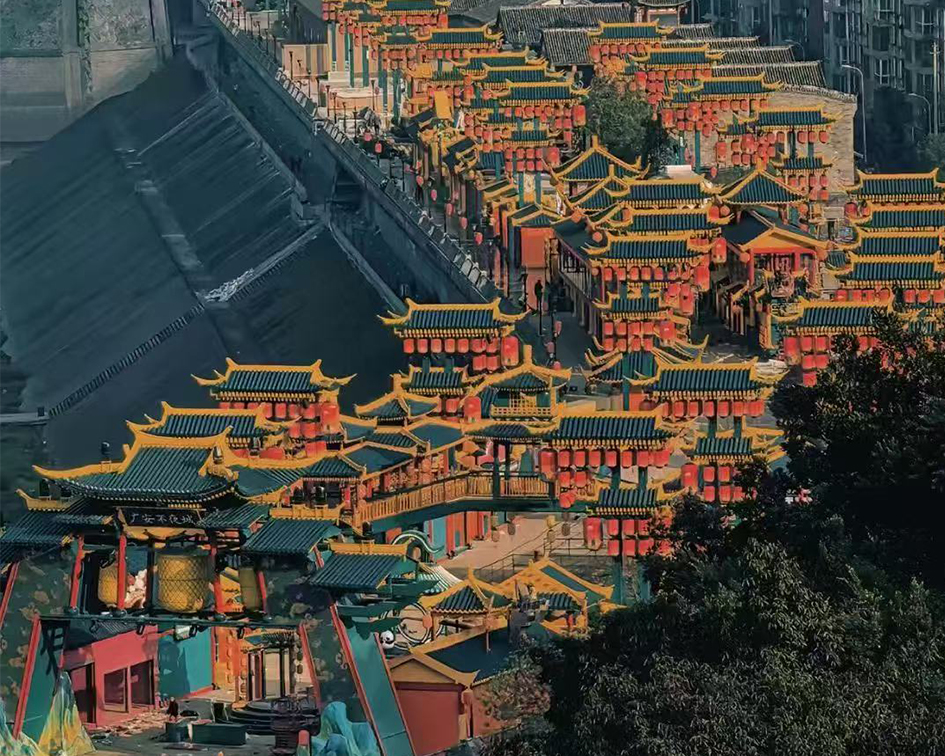 广安不夜城铝合金仿古瓦屋面工程